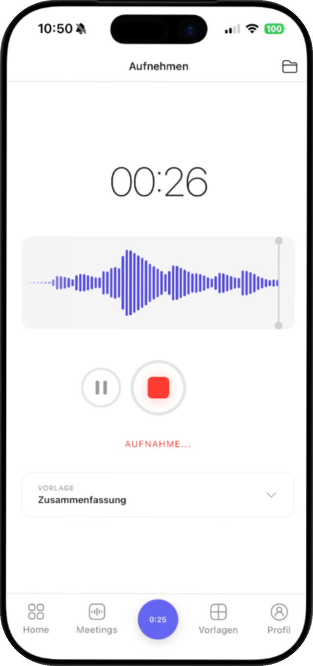 Meeting Metrics mobile app during a recording